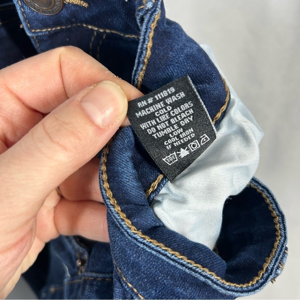 Elite Jeans | High Rise Distressed Skinny Dark Wash Ripped Juniors Size 13/14 - Picture 10 of 13
